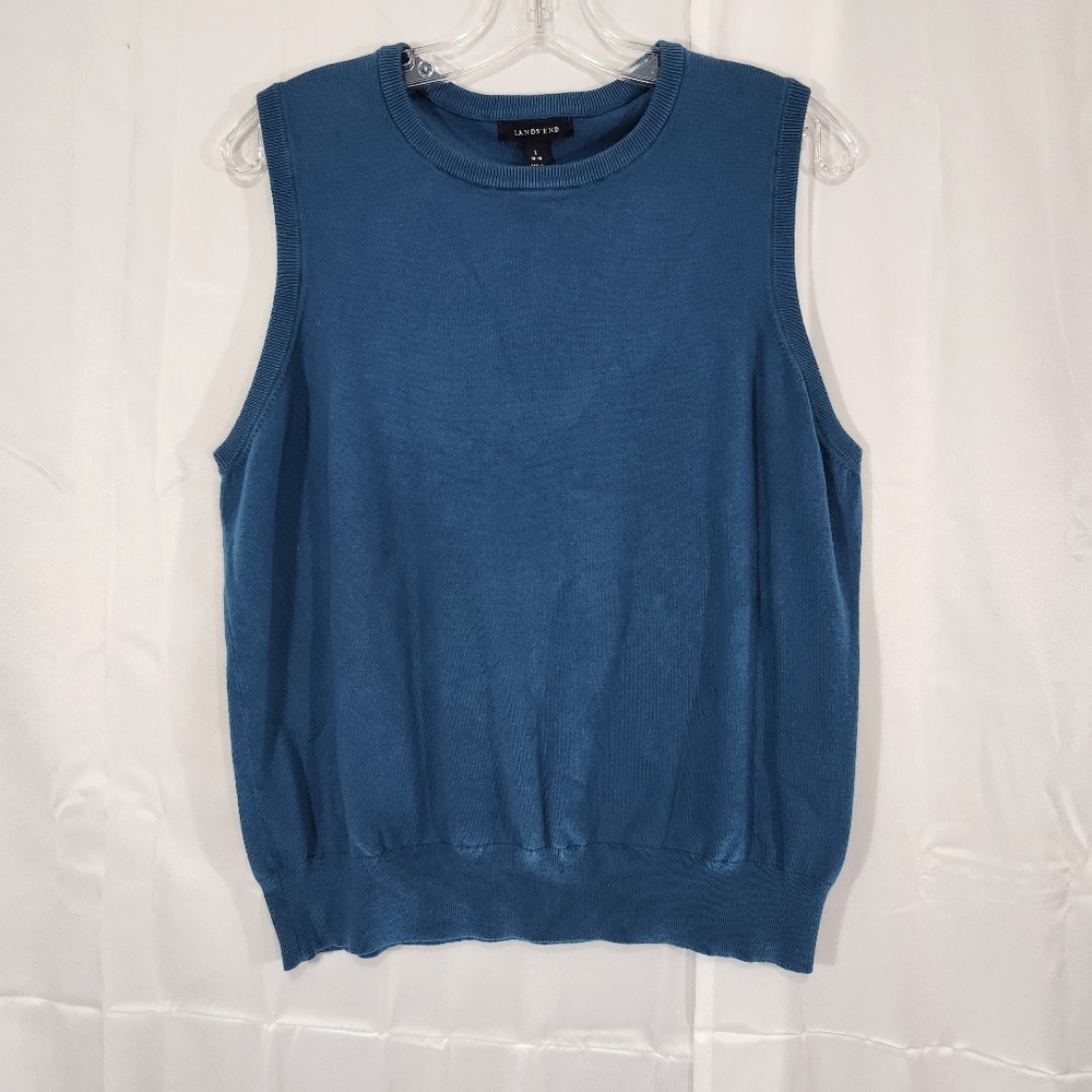 Lands' End Size Large Blue Sleeveless Top